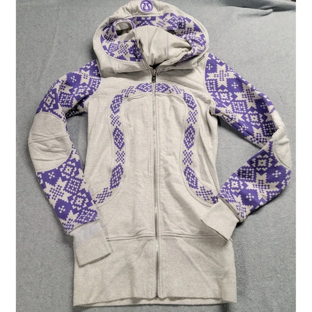 Lululemon RARE Live Simply IKAT‎ Knit Snowflake Snow Apres Ski Scuba Hoodie Sz 6